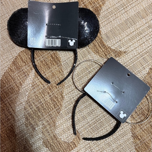 DISNEY EARS - 2 pieces! Black/Silver & Black wire Mickey Mouse Disneyworld NEW - Picture 4 of 6